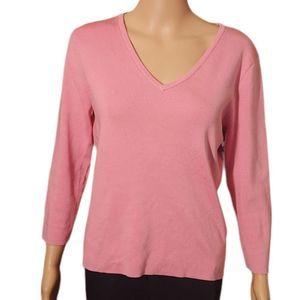Claude Brown Itw Sweater Long Sleeve Vneck Silk Blend Pink Womens Size Medium